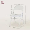 Set van 4 klapstoelen, draagbare bureaustoel met kussen, kunstleer, stalen poten, vouwstoel voor kantoor receptie wachtkamer, wit 4