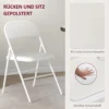 Set van 4 klapstoelen, draagbare bureaustoel met kussen, kunstleer, stalen poten, vouwstoel voor kantoor receptie wachtkamer, wit 5