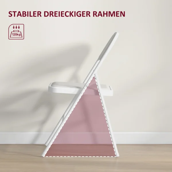 Set van 4 klapstoelen, draagbare bureaustoel met kussen, kunstleer, stalen poten, vouwstoel voor kantoor receptie wachtkamer, wit 6