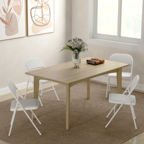 Set van 4 klapstoelen, draagbare bureaustoel met kussen, kunstleer, stalen poten, vouwstoel voor kantoor receptie wachtkamer, wit 8