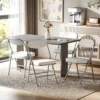Set van 4 vouwstoelen campingstoel met gevoerde rugleuning, opvouwbare bureaustoel met stalen frame, keukenstoel met kussen tot 120 kg belastbaar voor gasten, kantoor, camping, crèmewit 2