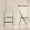 Set van 4 vouwstoelen campingstoel met gevoerde rugleuning, opvouwbare bureaustoel met stalen frame, keukenstoel met kussen tot 120 kg belastbaar voor gasten, kantoor, camping, crèmewit 4