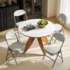Set van 4 vouwstoelen campingstoel met gevoerde rugleuning, opvouwbare bureaustoel met stalen frame, keukenstoel met kussen tot 120 kg belastbaar voor gasten, kantoor, camping, crèmewit 9