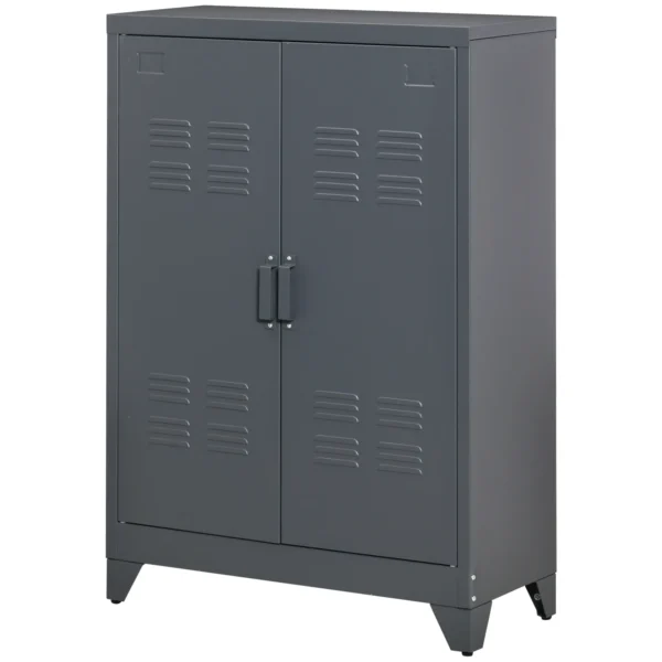 Sideboard keukenkast met magnetische lamellen dubbele deur, verstelbare legplank, moderne opbergkast voor woonkamer, slaapkamer 75 x 33 x 110 cm grijs 1