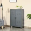 Sideboard keukenkast met magnetische lamellen dubbele deur, verstelbare legplank, moderne opbergkast voor woonkamer, slaapkamer 75 x 33 x 110 cm grijs 2