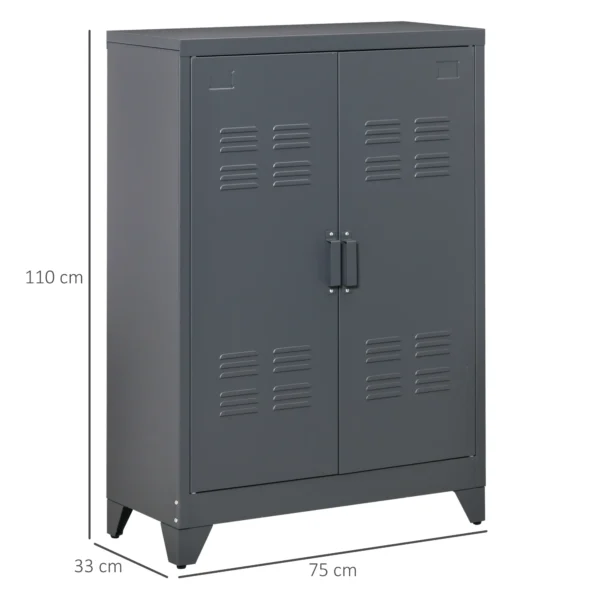 Sideboard keukenkast met magnetische lamellen dubbele deur, verstelbare legplank, moderne opbergkast voor woonkamer, slaapkamer 75 x 33 x 110 cm grijs 4