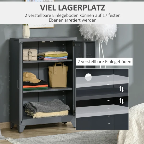 Sideboard keukenkast met magnetische lamellen dubbele deur, verstelbare legplank, moderne opbergkast voor woonkamer, slaapkamer 75 x 33 x 110 cm grijs 5