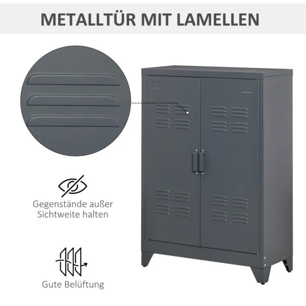 Sideboard keukenkast met magnetische lamellen dubbele deur, verstelbare legplank, moderne opbergkast voor woonkamer, slaapkamer 75 x 33 x 110 cm grijs 6