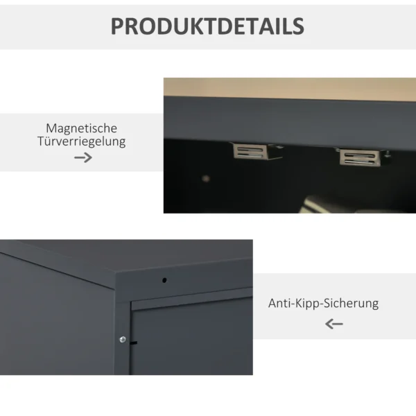 Sideboard keukenkast met magnetische lamellen dubbele deur, verstelbare legplank, moderne opbergkast voor woonkamer, slaapkamer 75 x 33 x 110 cm grijs 7