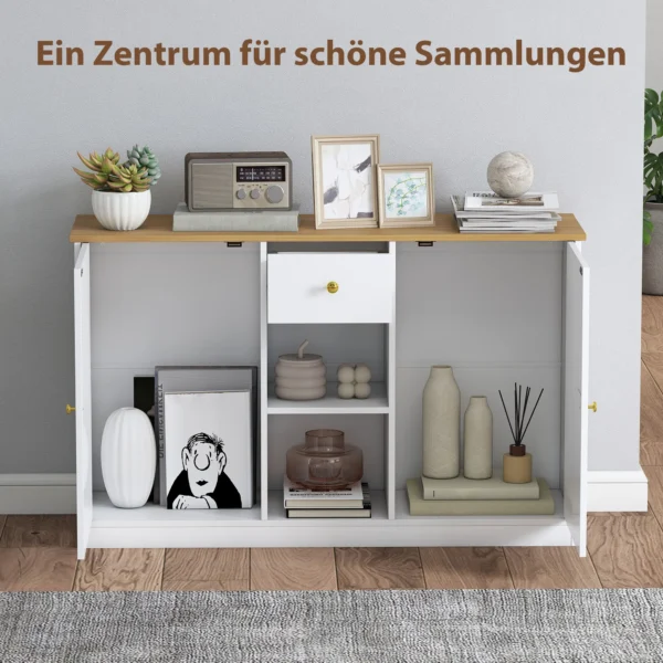 Sideboard opslagkast met lade, 2 deuren, 2 open planken, bijzetkast voor keuken, woonkamer, 120 x 35 x 75,2 cm wit 5