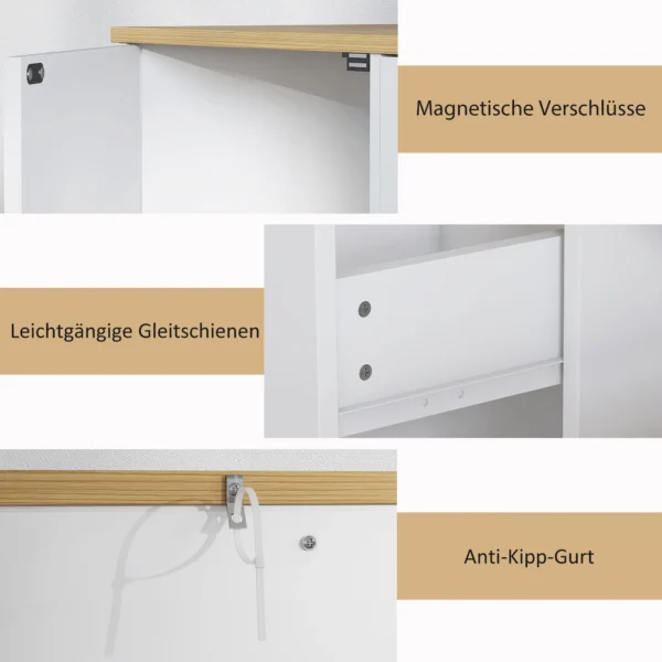 Sideboard opslagkast met lade, 2 deuren, 2 open planken, bijzetkast voor keuken, woonkamer, 120 x 35 x 75,2 cm wit 7