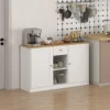 Sideboard opslagkast met lade, 2 deuren, 2 open planken, bijzetkast voor keuken, woonkamer, 120 x 35 x 75,2 cm wit 9