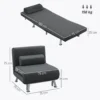 Slaapstoel, klapstoel met bedfunctie, rugkussen, opvouwbare relaxstoel in fluweel look, verstelbare rugleuning, tot 150 kg belastbaar, voor woonkamer, donkergrijs 4