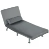 Slaapstoel, klapstoel met bedfunctie, rugkussen, opvouwbare relaxstoel in fluweel look, verstelbare rugleuning, tot 150 kg belastbaar, voor woonkamer, grijs 1