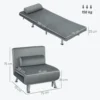 Slaapstoel, klapstoel met bedfunctie, rugkussen, opvouwbare relaxstoel in fluweel look, verstelbare rugleuning, tot 150 kg belastbaar, voor woonkamer, grijs 4