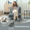 Slaapstoel, klapstoel met bedfunctie, rugkussen, opvouwbare relaxstoel in fluweel look, verstelbare rugleuning, tot 150 kg belastbaar, voor woonkamer, grijs 8