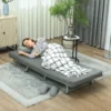 Slaapstoel, klapstoel met bedfunctie, rugkussen, opvouwbare relaxstoel in fluweel look, verstelbare rugleuning, tot 150 kg belastbaar, voor woonkamer, grijs 9