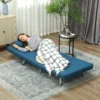 Slaapstoel, klapstoel met bedfunctie, rugkussen, opvouwbare relaxstoel in linnenlook, verstelbare rugleuning, tot 150 kg belastbaar, voor woonkamer, blauw 7