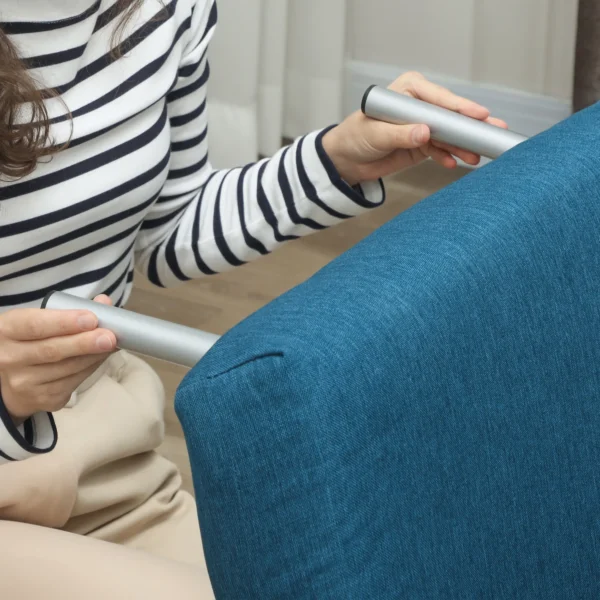 Slaapstoel, klapstoel met bedfunctie, rugkussen, opvouwbare relaxstoel in linnenlook, verstelbare rugleuning, tot 150 kg belastbaar, voor woonkamer, blauw 8