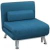 Slaapstoel, klapstoel met bedfunctie, rugkussen, opvouwbare relaxstoel in linnenlook, verstelbare rugleuning, tot 150 kg belastbaar, voor woonkamer, blauw 9