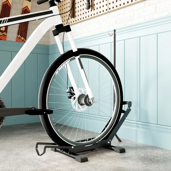 Sportnow fietsstandaard voor fietsen staal fietsenhouder met 80 mm bandbreedte vrijstaande grondparker meervoudige standaard parkeerstandaard fietsstandaard voor grond 75 x 41 x 81h cm zwart 2