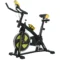 Sportnow hometrainer met verstelbare zit en weerstand, fitnessfiets met lcd display, hartslagsensor, indoor cycling bike, staal, geel 1