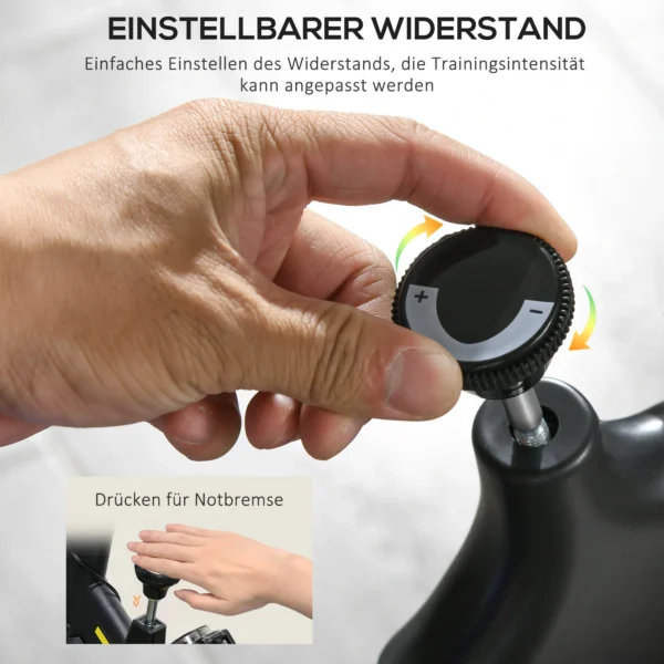 Sportnow hometrainer met verstelbare zit en weerstand, fitnessfiets met lcd display, hartslagsensor, indoor cycling bike, staal, geel 6