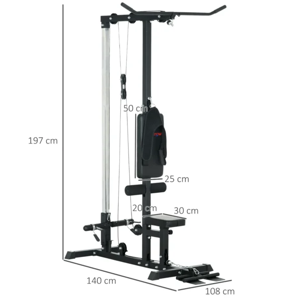 Sportnow krachtstation voor thuis multifunctioneel fitnessstation met lat pull bar kabelsysteem, tot 50 kg gewichten fitnessapparatuur voor thuisgym krachttraining 4