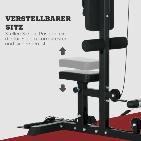 Sportnow krachtstation voor thuis multifunctioneel fitnessstation met lat pull bar kabelsysteem, tot 50 kg gewichten fitnessapparatuur voor thuisgym krachttraining 7