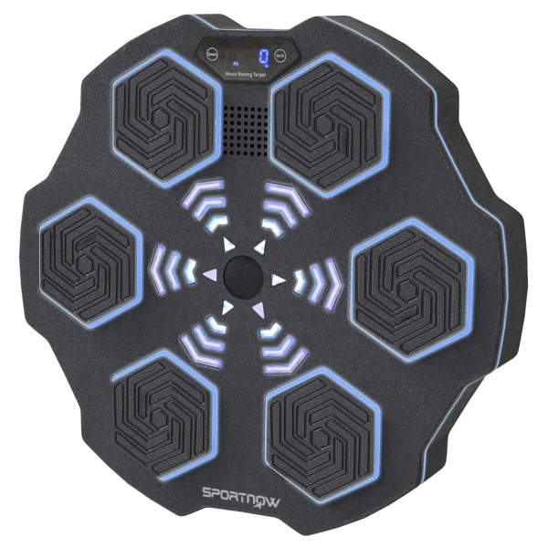 Sportnow muziek boks machine, elektronische bluetooth boksmachine met muziek, 9 snelheden 3 modi, wandgemonteerd slim boksdoel met led verlichting, voor volwassenen, thuisoefeningen, zwart 1
