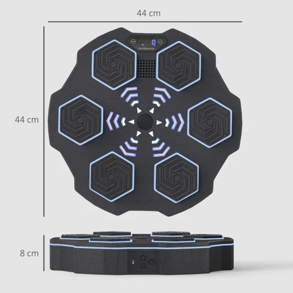 Sportnow muziek boks machine, elektronische bluetooth boksmachine met muziek, 9 snelheden 3 modi, wandgemonteerd slim boksdoel met led verlichting, voor volwassenen, thuisoefeningen, zwart 4