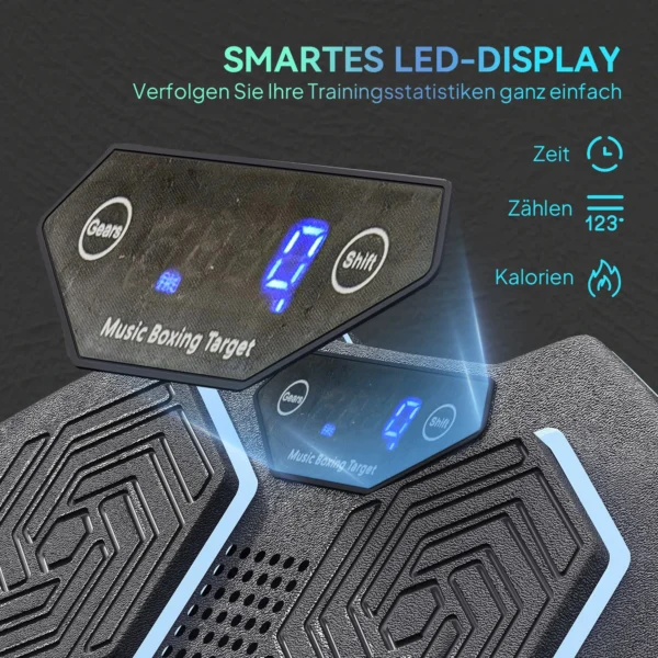 Sportnow muziek boks machine, elektronische bluetooth boksmachine met muziek, 9 snelheden 3 modi, wandgemonteerd slim boksdoel met led verlichting, voor volwassenen, thuisoefeningen, zwart 7