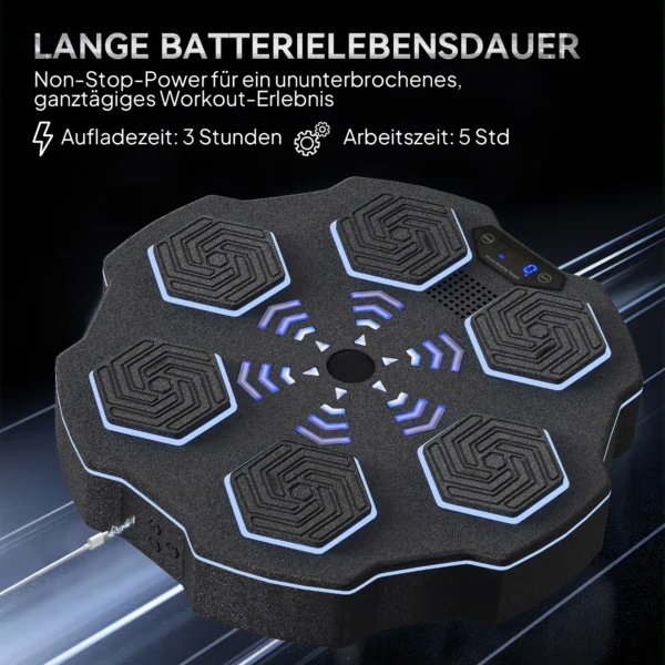 Sportnow muziek boks machine, elektronische bluetooth boksmachine met muziek, 9 snelheden 3 modi, wandgemonteerd slim boksdoel met led verlichting, voor volwassenen, thuisoefeningen, zwart 8