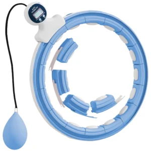 Sportnow slimme hula hoop reifen voor volwassenen met gewicht bal teller 16 knopen (76 113cm) verstelbare fitness stille afslank apparatuur infinity hula hoop voor gewichtsverlies, fitness lichtblauw 1