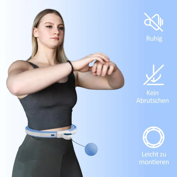 Sportnow slimme hula hoop reifen voor volwassenen met gewicht bal teller 16 knopen (76 113cm) verstelbare fitness stille afslank apparatuur infinity hula hoop voor gewichtsverlies, fitness lichtblauw 8