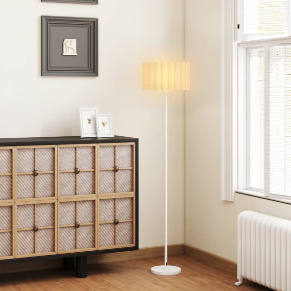 Staande lamp, staande lamp met e27 fitting, met golfvormige lampenkap staande lamp met voetschakelaar voor woonkamer, slaapkamer, exclusief lichtbron, wit 10