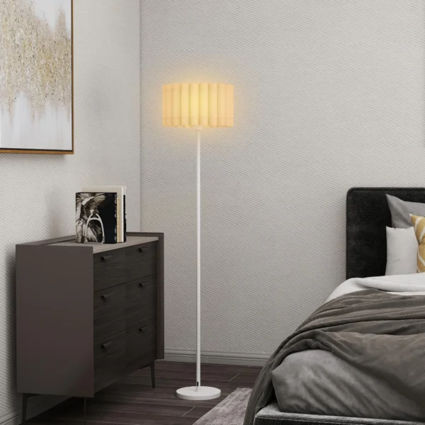 Staande lamp, staande lamp met e27 fitting, met golfvormige lampenkap staande lamp met voetschakelaar voor woonkamer, slaapkamer, exclusief lichtbron, wit 2