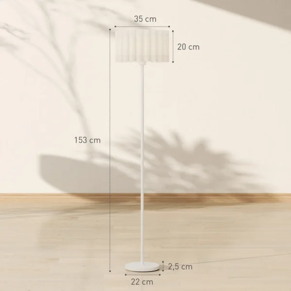 Staande lamp, staande lamp met e27 fitting, met golfvormige lampenkap staande lamp met voetschakelaar voor woonkamer, slaapkamer, exclusief lichtbron, wit 4
