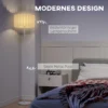 Staande lamp, staande lamp met e27 fitting, met golfvormige lampenkap staande lamp met voetschakelaar voor woonkamer, slaapkamer, exclusief lichtbron, wit 5