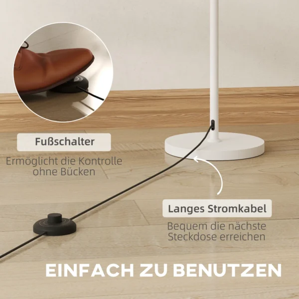 Staande lamp, staande lamp met e27 fitting, met golfvormige lampenkap staande lamp met voetschakelaar voor woonkamer, slaapkamer, exclusief lichtbron, wit 6