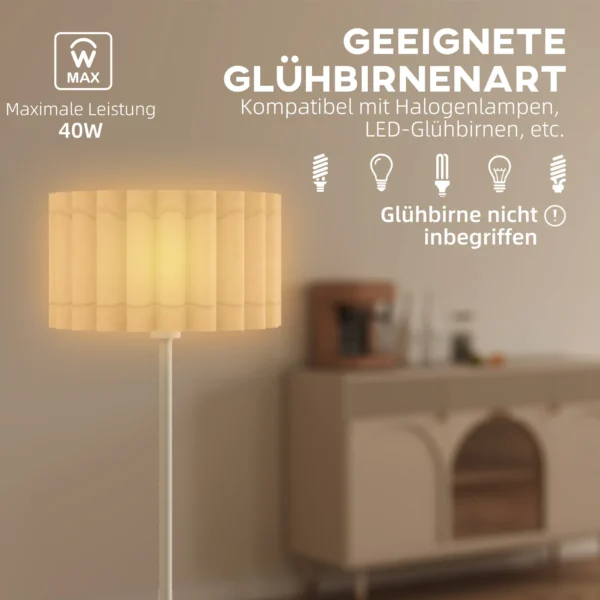 Staande lamp, staande lamp met e27 fitting, met golfvormige lampenkap staande lamp met voetschakelaar voor woonkamer, slaapkamer, exclusief lichtbron, wit 7