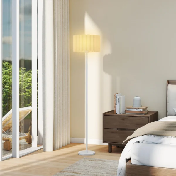 Staande lamp, staande lamp met e27 fitting, met golfvormige lampenkap staande lamp met voetschakelaar voor woonkamer, slaapkamer, exclusief lichtbron, wit 9