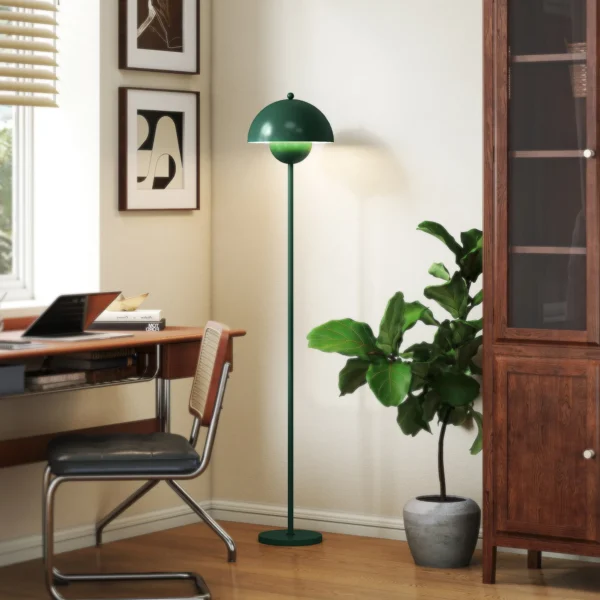 Staande lamp woonkamer staande lamp met ronde kap, reflecterend licht, voetschakelaar, staande lamp met stalen standaard, e27 fitting voor slaapkamer, kantoor groen 10