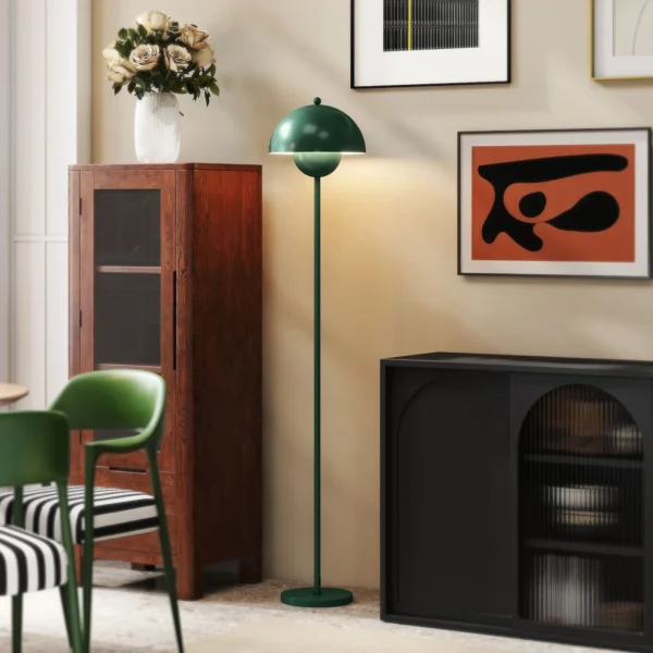 Staande lamp woonkamer staande lamp met ronde kap, reflecterend licht, voetschakelaar, staande lamp met stalen standaard, e27 fitting voor slaapkamer, kantoor groen 2