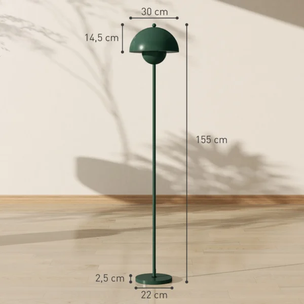 Staande lamp woonkamer staande lamp met ronde kap, reflecterend licht, voetschakelaar, staande lamp met stalen standaard, e27 fitting voor slaapkamer, kantoor groen 4
