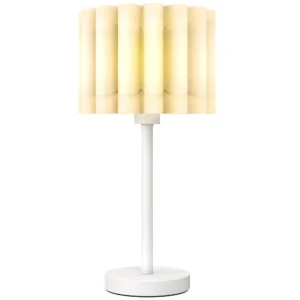 Tafellamp, tafellamp met golf lampenkap, e27 fitting, knopschakelaar, nachtkastlamp voor woonkamer, speelkamer, wit, excl. gloeilamp 1