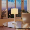 Tafellamp, tafellamp met golf lampenkap, e27 fitting, knopschakelaar, nachtkastlamp voor woonkamer, speelkamer, wit, excl. gloeilamp 10
