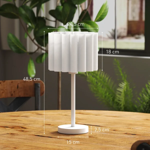 Tafellamp, tafellamp met golf lampenkap, e27 fitting, knopschakelaar, nachtkastlamp voor woonkamer, speelkamer, wit, excl. gloeilamp 4