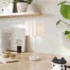 Tafellamp, tafellamp met golf lampenkap, e27 fitting, knopschakelaar, nachtkastlamp voor woonkamer, speelkamer, wit, excl. gloeilamp 7