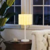 Tafellamp, tafellamp met golf lampenkap, e27 fitting, knopschakelaar, nachtkastlamp voor woonkamer, speelkamer, wit, excl. gloeilamp 8